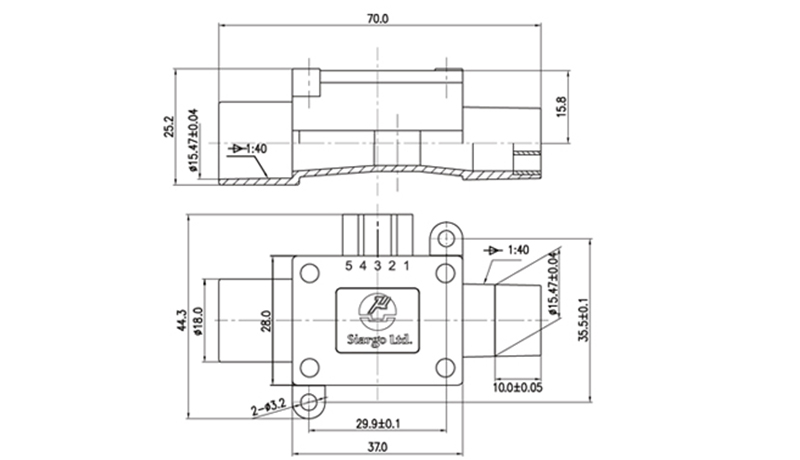 Sensor installation dimensions