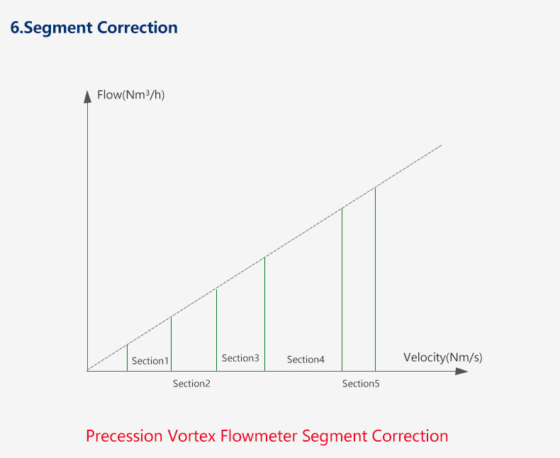 segment correction of LUXQ type vortex gas flow meter