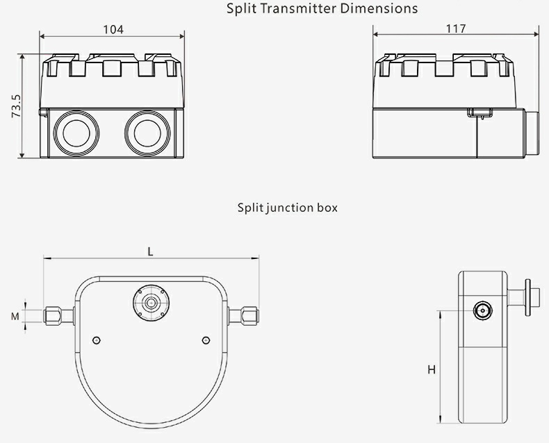 split type of coriolis mass flow meter dimensions