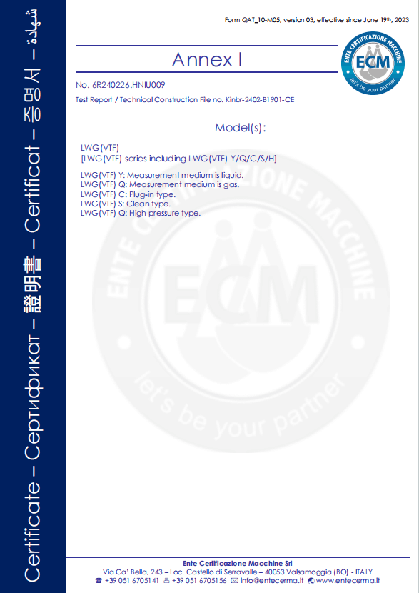 NONCON CE of Turbine Flow meter 2