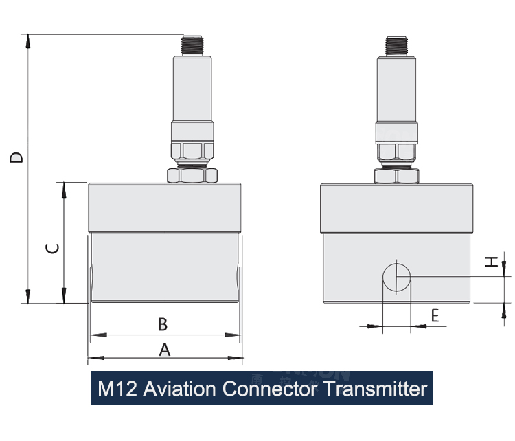 M12 connector drawing of gear flow meter 
